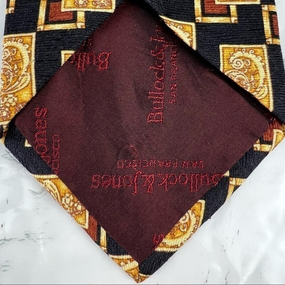 Bullock & Jones San Francisco Bold Silk Italian Necktie Made In Italy Gold Tie - Picture 4 of 8